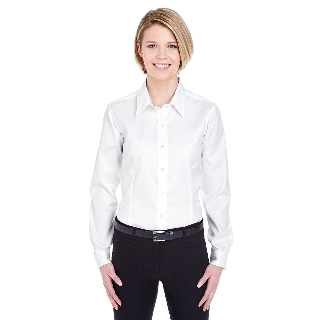 UltraClub Women's White Non-Iron Pinpoint