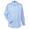 UltraClub Men's Light Blue Medium-Check Woven