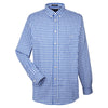 UltraClub Men's Marine Blue Medium-Check Woven