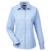 UltraClub Women's Light Blue Medium-Check Woven