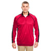 UltraClub Men's Red/Black Cool & Dry Sport Quarter-Zip Pullover with Side & Sleeve Panels