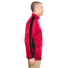 UltraClub Men's Red/Black Cool & Dry Sport Quarter-Zip Pullover with Side & Sleeve Panels