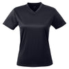 UltraClub Women's Black Cool & Dry Sport V-Neck T-Shirt