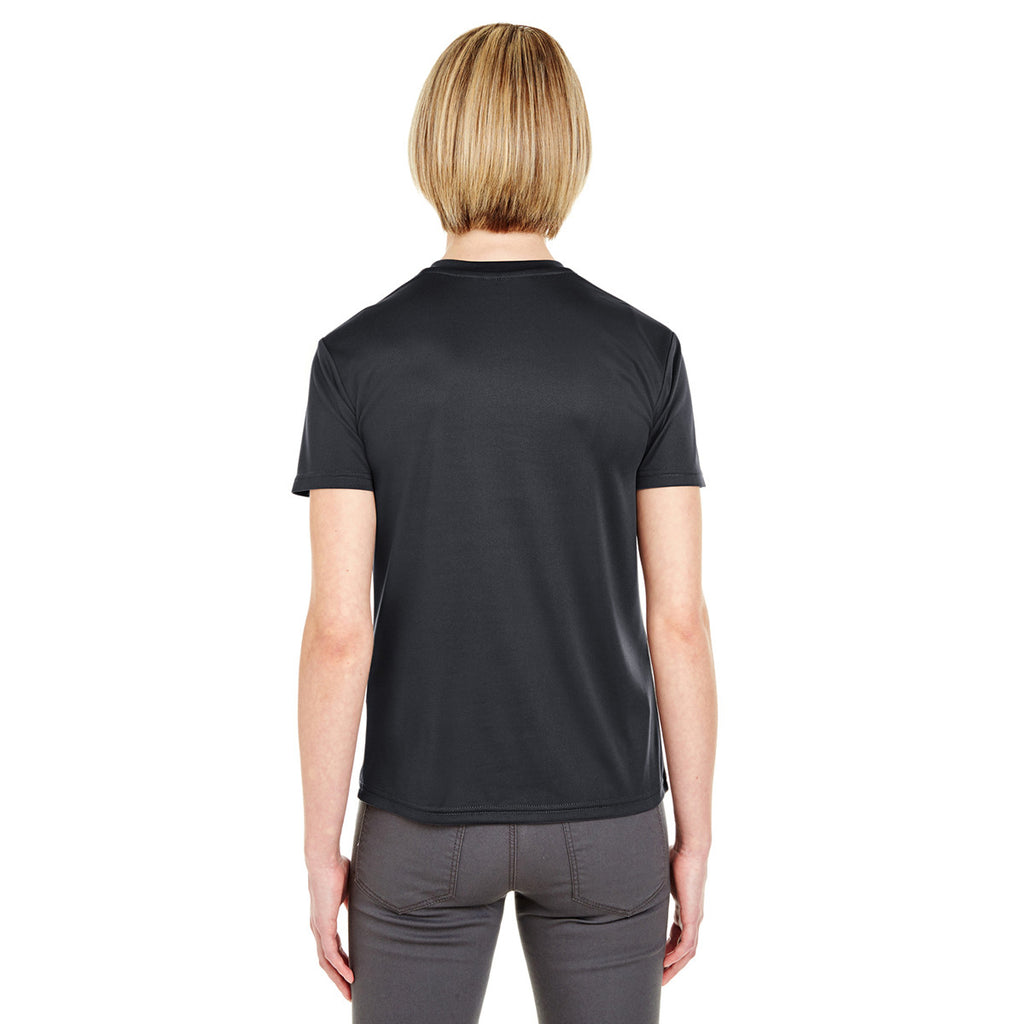 UltraClub Women's Black Cool & Dry Sport V-Neck T-Shirt