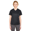 UltraClub Women's Black Cool & Dry Sport V-Neck T-Shirt