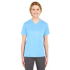 UltraClub Women's Columbia Blue Cool & Dry Sport V-Neck T-Shirt