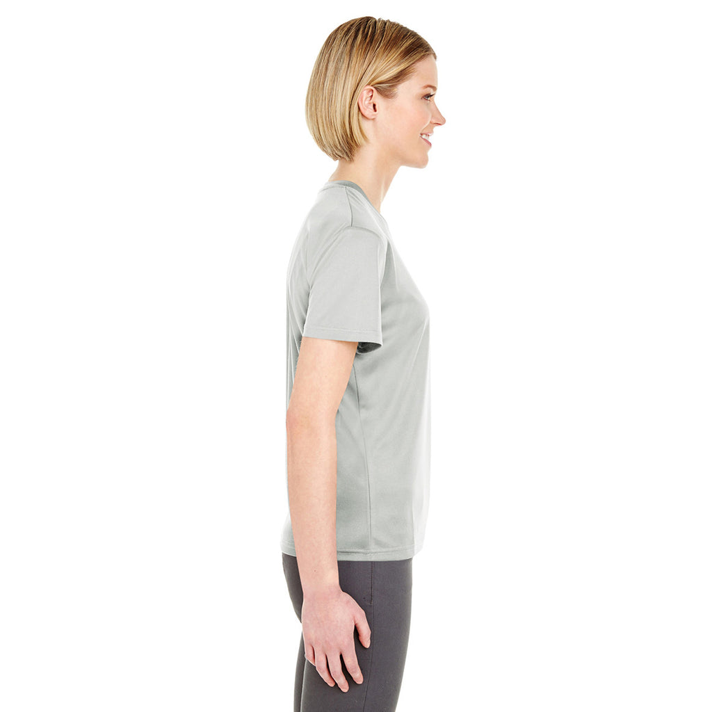 UltraClub Women's Grey Cool & Dry Sport V-Neck T-Shirt