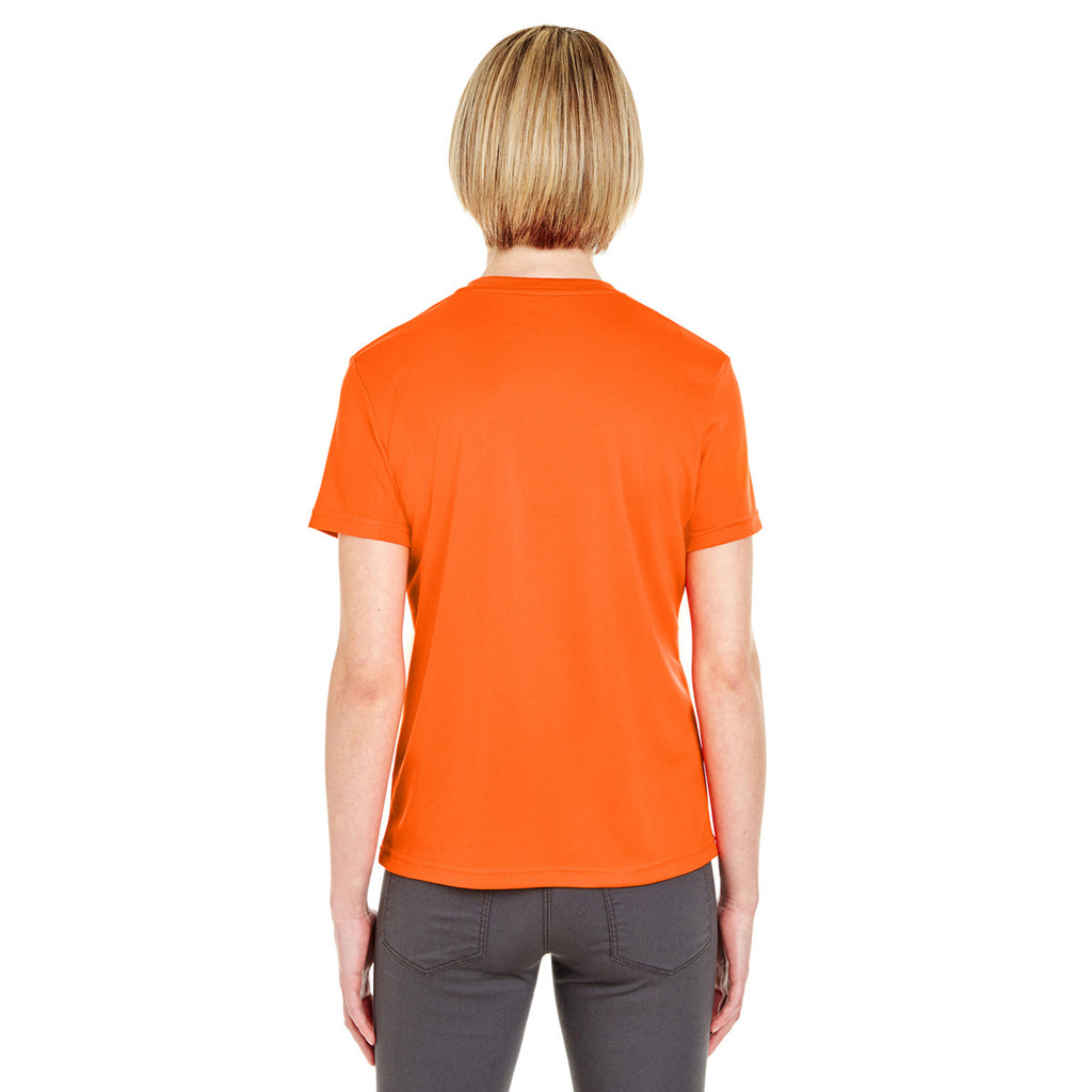 UltraClub Women's Orange Cool & Dry Sport V-Neck T-Shirt