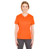 UltraClub Women's Orange Cool & Dry Sport V-Neck T-Shirt