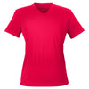 UltraClub Women's Red Cool & Dry Sport V-Neck T-Shirt