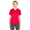 UltraClub Women's Red Cool & Dry Sport V-Neck T-Shirt