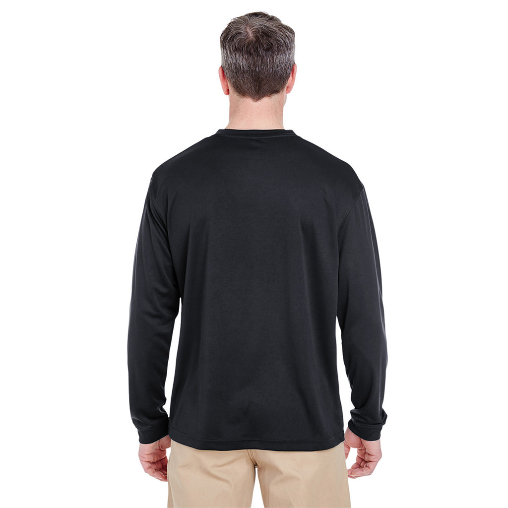 UltraClub Men's Black Cool & Dry Sport Long-Sleeve T-Shirt