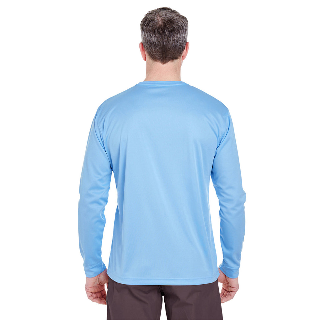 UltraClub Men's Columbia Blue Cool & Dry Sport Long-Sleeve T-Shirt