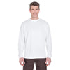 UltraClub Men's White Cool & Dry Sport Long-Sleeve T-Shirt