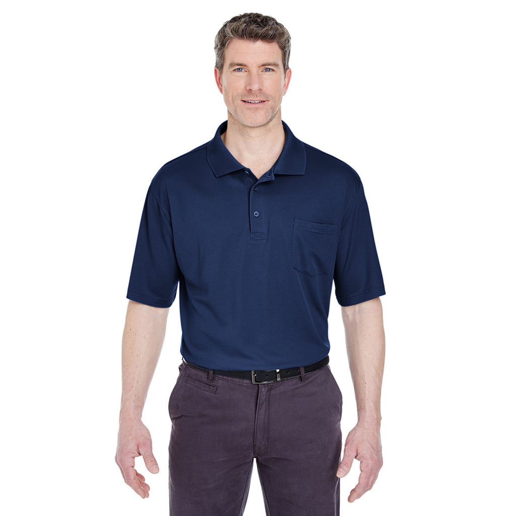 UltraClub Men's Navy Cool & Dry Sport Polo with Pocket