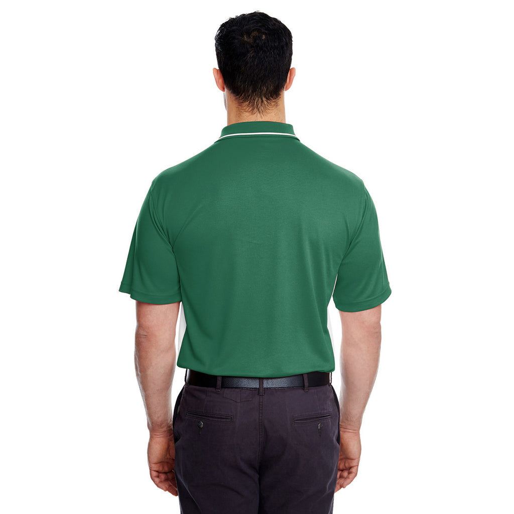 UltraClub Men's Forest Green/White Cool & Dry Sport Two-Tone Polo