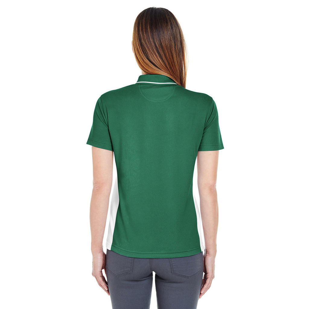 UltraClub Women's Forest Green/White Cool & Dry Sport Two-Tone Polo