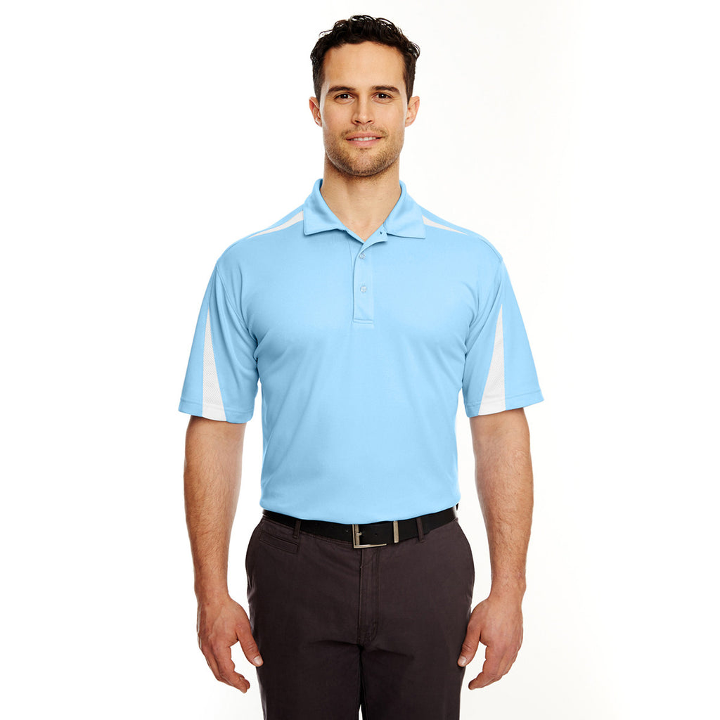 UltraClub Men's Columbia Blue/White Cool & Dry Sport Polo