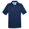 UltraClub Men's Navy/Columbia Blue Cool & Dry Sport Shoulder Block Polo