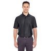 UltraClub Men's Black Cool & Dry Elite Tonal Stripe Performance Polo