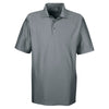 UltraClub Men's Charcoal Cool & Dry Elite Tonal Stripe Performance Polo