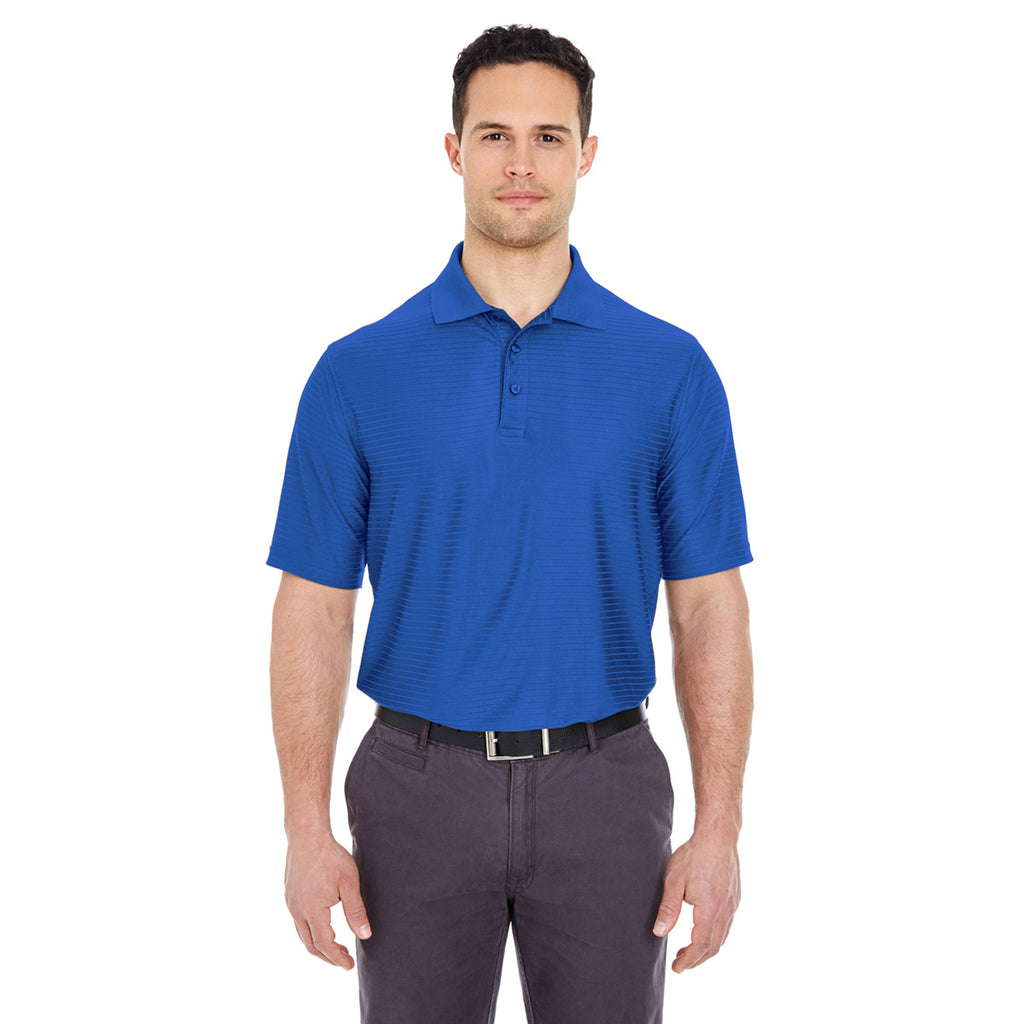 UltraClub Men's Cobalt Cool & Dry Elite Tonal Stripe Performance Polo