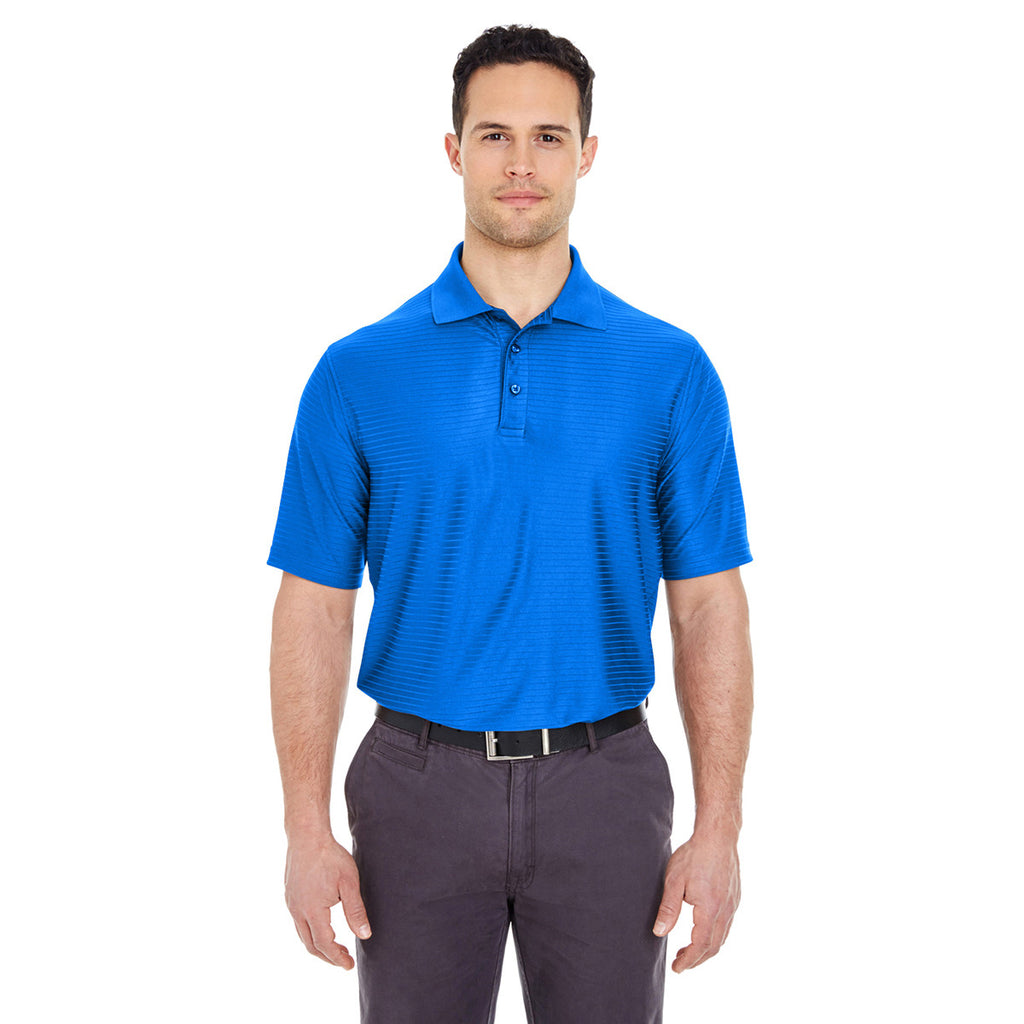 UltraClub Men's Royal Cool & Dry Elite Tonal Stripe Performance Polo