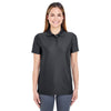 UltraClub Women's Black Cool & Dry Elite Tonal Stripe Performance Polo