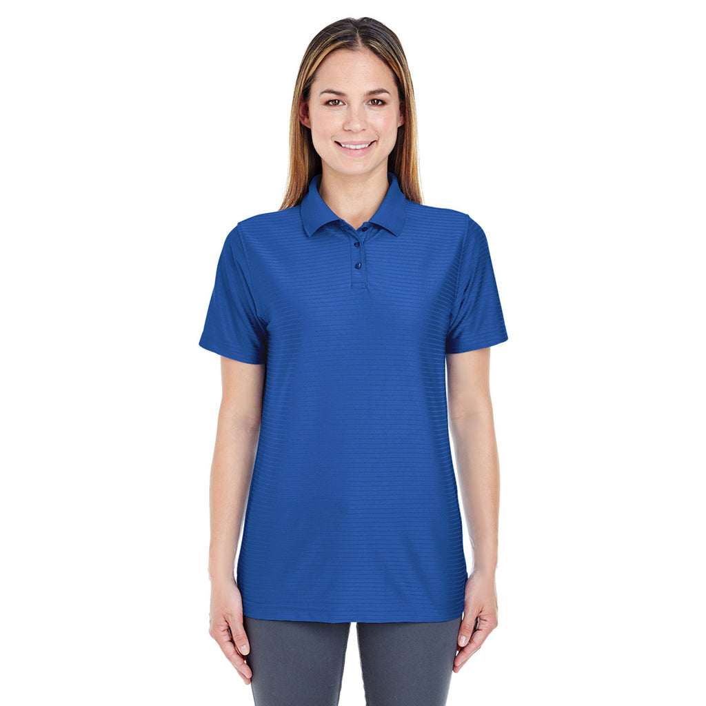 UltraClub Women's Cobalt Cool & Dry Elite Tonal Stripe Performance Polo