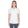 UltraClub Women's White Cool & Dry Elite Tonal Stripe Performance Polo