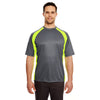 UltraClub Men's Charcoal/Bright Yellow Cool & Dry Sport Two-Tone Performance Interlock T-Shirt