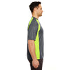 UltraClub Men's Charcoal/Bright Yellow Cool & Dry Sport Two-Tone Performance Interlock T-Shirt