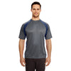 UltraClub Men's Charcoal/Navy Cool & Dry Sport Two-Tone Performance Interlock T-Shirt