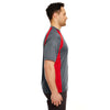 UltraClub Men's Charcoal/Red Cool & Dry Sport Two-Tone Performance Interlock T-Shirt