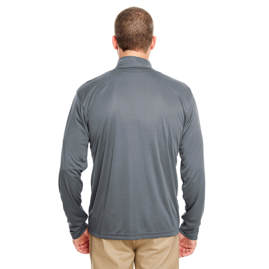 UltraClub Men's Charcoal Cool & Dry Sport Performance Interlock Quarter-Zip Pullover