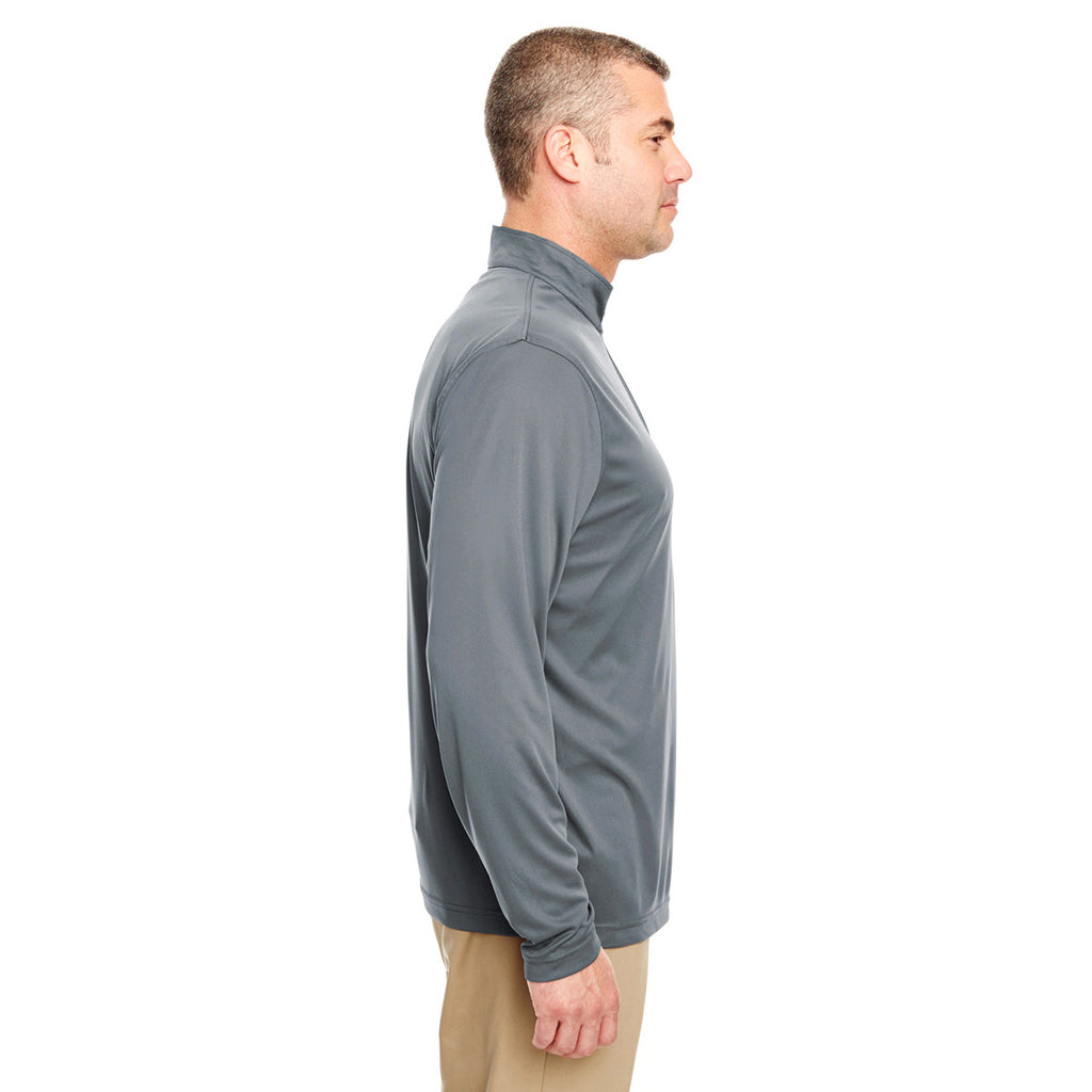 UltraClub Men's Charcoal Cool & Dry Sport Performance Interlock Quarter-Zip Pullover