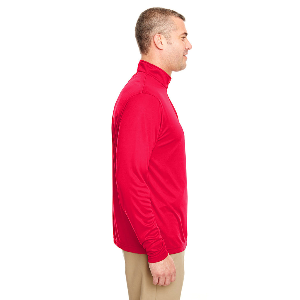 UltraClub Men's Red Cool & Dry Sport Performance Interlock Quarter-Zip Pullover