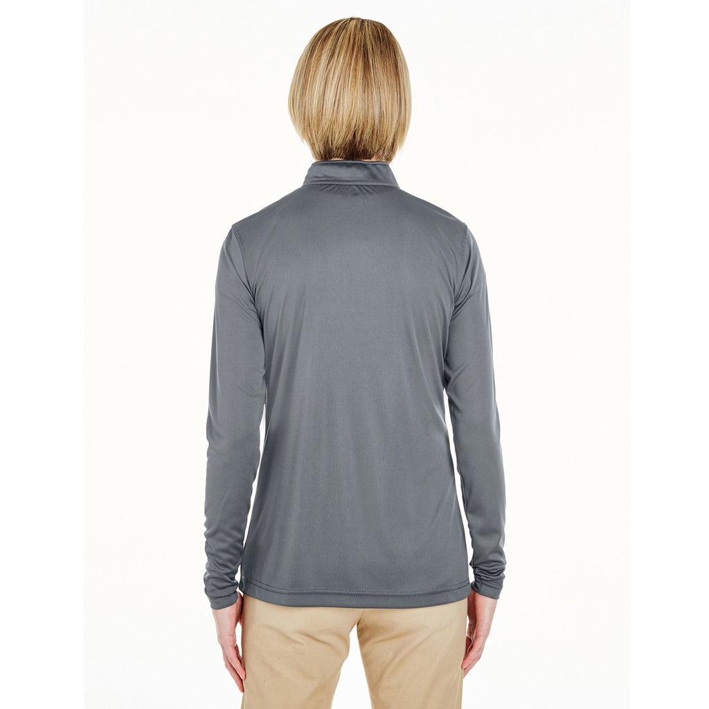 UltraClub Women's Charcoal Cool & Dry Sport Performance Interlock Quarter-Zip Pullover