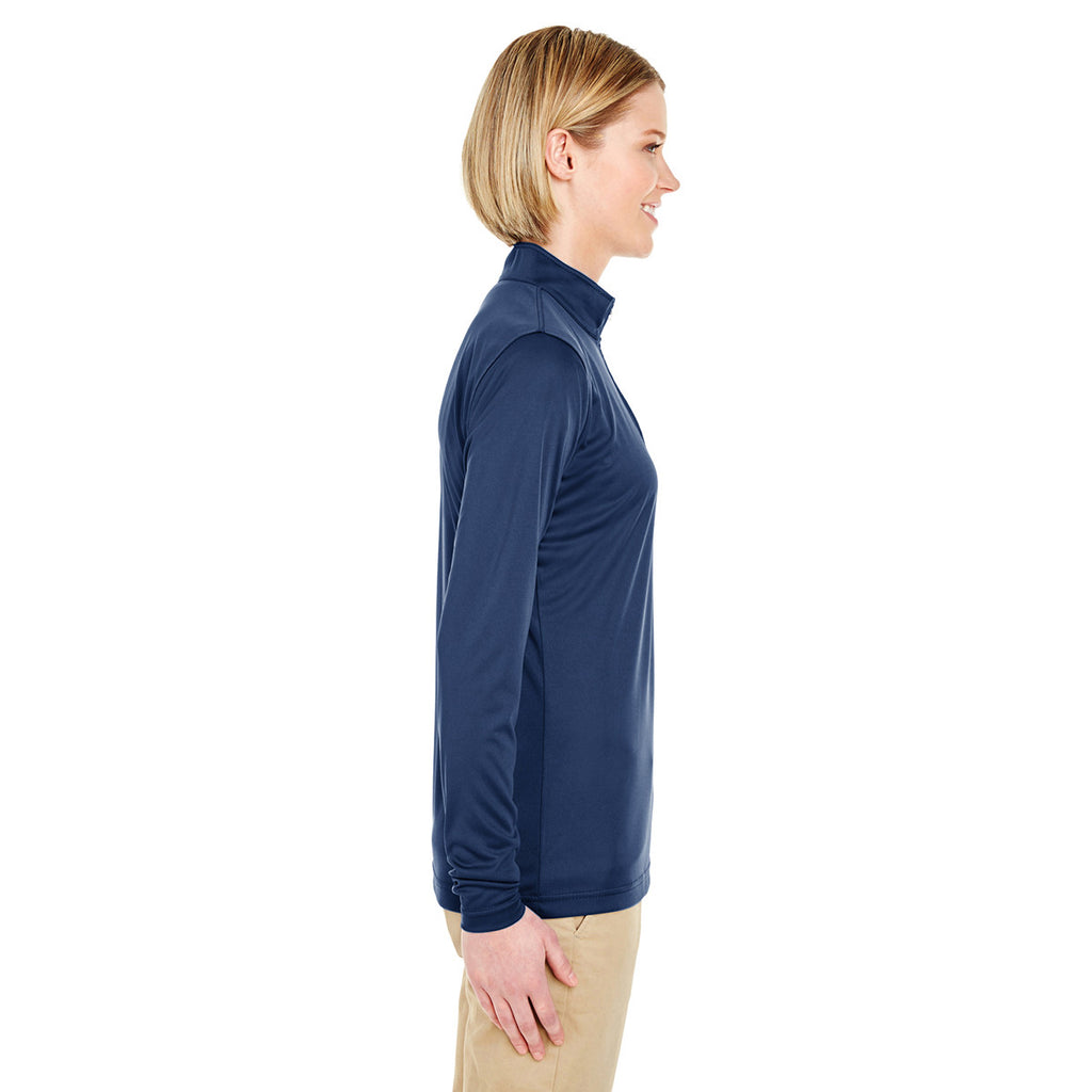 UltraClub Women's Navy Cool & Dry Sport Performance Interlock Quarter-Zip Pullover