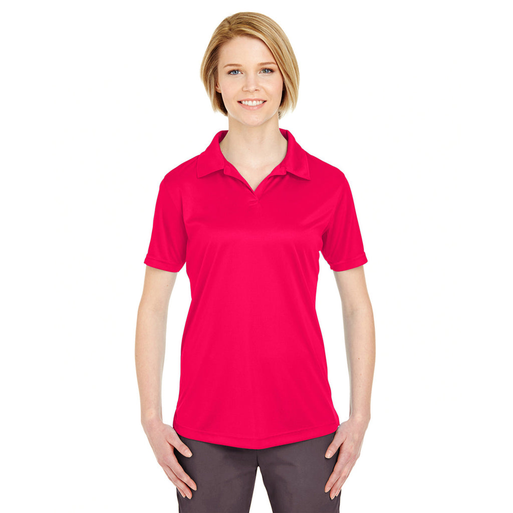 UltraClub Women's Red Cool & Dry Sport Performance Interlock Polo