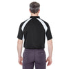 UltraClub Men's Black/White Cool & Dry Sport Performance Colorblock Interlock Polo