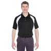 UltraClub Men's Black/White Cool & Dry Sport Performance Colorblock Interlock Polo