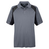 UltraClub Men's Charcoal/Black Cool & Dry Sport Performance Colorblock Interlock Polo