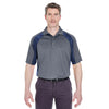 UltraClub Men's Charcoal/Navy Cool & Dry Sport Performance Colorblock Interlock Polo