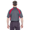 UltraClub Men's Charcoal/Red Cool & Dry Sport Performance Colorblock Interlock Polo