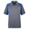 UltraClub Men's Charcoal/Royal Cool & Dry Sport Performance Colorblock Interlock Polo