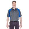 UltraClub Men's Charcoal/Royal Cool & Dry Sport Performance Colorblock Interlock Polo