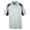 UltraClub Men's Grey/Black Cool & Dry Sport Performance Colorblock Interlock Polo