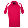 UltraClub Men's Red/White Cool & Dry Sport Performance Colorblock Interlock Polo