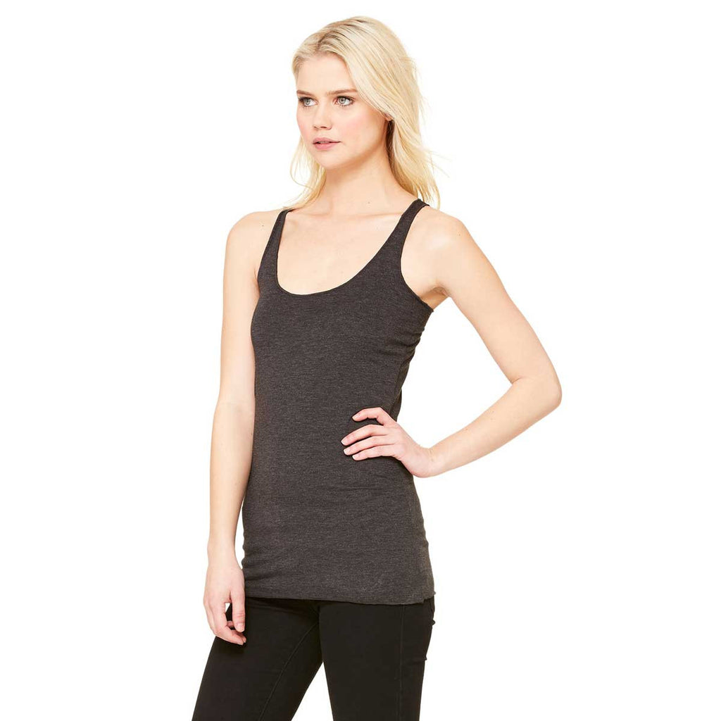 Bella + Canvas Women's Charcoal-Black Triblend Racerback Tank